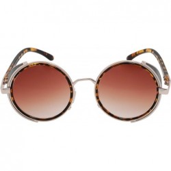 Goggle Steampunk Retro Round Metal Side Shield Circle Frame Sunglasses - Leopard - CZ18XWQ0H03 $12.84