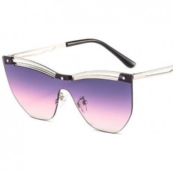 Cat Eye Siamese Cat Eye Sunglasses for Women Rivet Metal Frames Gradient lens Eyewear UV400 - C7 Purple Pink - CP1906CUYYN $1...