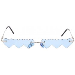 Rimless Hearts Shaped Sunglasses Women Unique Three One Piece Hearts Lens Small Rimless Frame Eyewear UV400 - 2 Blue - CJ190H...