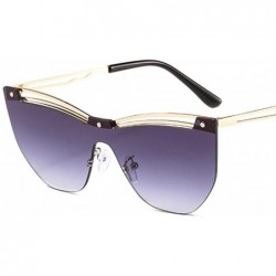 Cat Eye Siamese Cat Eye Sunglasses for Women Rivet Metal Frames Gradient lens Eyewear UV400 - C7 Purple Pink - CP1906CUYYN $1...