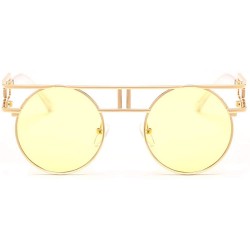 Wrap Retro Steampunk Sunglasses Metal Frame Wrap Vintage Glasses Mirror Lens Rock Style Round Shades - Silver Blue - CT189TOD...