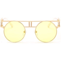 Wrap Retro Steampunk Sunglasses Metal Frame Wrap Vintage Glasses Mirror Lens Rock Style Round Shades - Silver Blue - CT189TOD...