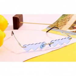 Rimless Hearts Shaped Sunglasses Women Unique Three One Piece Hearts Lens Small Rimless Frame Eyewear UV400 - 2 Blue - CJ190H...