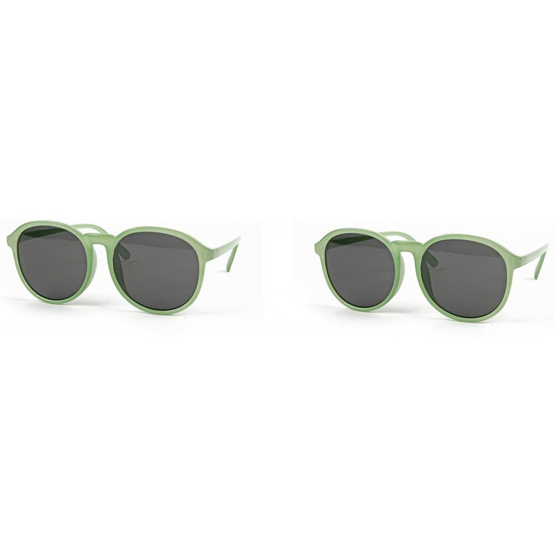 Round Classic Retro Fashion Round Frame Sunglasses P2105 - 2 Pcs Palegreen-smoke Lens & Palegreen-smoke Lens - C611ZQRGWE7 $2...