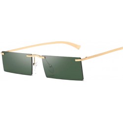 Goggle Men Women Vintage Rimless Sunglasses Rectangle Sun Glasses For Retro Metal Eye Glasses Red Gold Shades Eyewear - CN18Y...