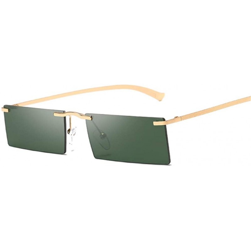 Goggle Men Women Vintage Rimless Sunglasses Rectangle Sun Glasses For Retro Metal Eye Glasses Red Gold Shades Eyewear - CN18Y...