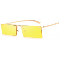 Goggle Men Women Vintage Rimless Sunglasses Rectangle Sun Glasses For Retro Metal Eye Glasses Red Gold Shades Eyewear - CN18Y...