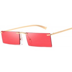 Goggle Men Women Vintage Rimless Sunglasses Rectangle Sun Glasses For Retro Metal Eye Glasses Red Gold Shades Eyewear - CN18Y...