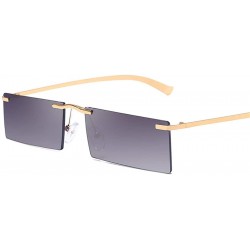 Goggle Men Women Vintage Rimless Sunglasses Rectangle Sun Glasses For Retro Metal Eye Glasses Red Gold Shades Eyewear - CN18Y...