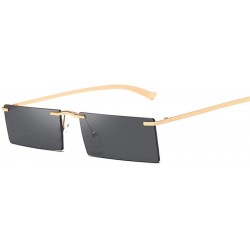 Goggle Men Women Vintage Rimless Sunglasses Rectangle Sun Glasses For Retro Metal Eye Glasses Red Gold Shades Eyewear - CN18Y...