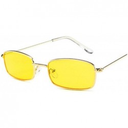 Oval Small Rectangle Sunglasses Women Men Retro Sun Glasses Luxury Er Vintage Metal Eyewear UV400 Party - Yellow - CR198AH9Q7...