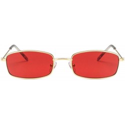 Oval Small Rectangle Sunglasses Women Men Retro Sun Glasses Luxury Er Vintage Metal Eyewear UV400 Party - Yellow - CR198AH9Q7...
