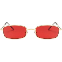Oval Small Rectangle Sunglasses Women Men Retro Sun Glasses Luxury Er Vintage Metal Eyewear UV400 Party - Yellow - CR198AH9Q7...