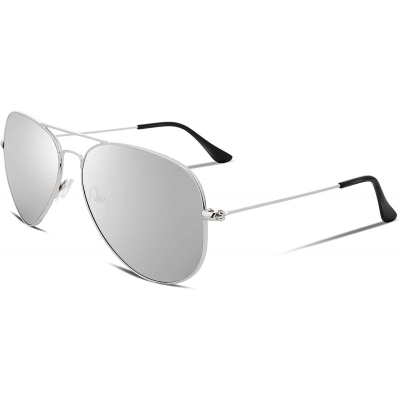 Aviator Vintage Unisex Pilot Sunglasses Metal Frame HD Lens for Men Women B1011 - Silver - CM184X0ZTIA $11.05