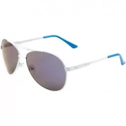 Round Screw Temple Round Modern Aviator Sunglasses - White Blue - CE190DLM736 $26.81