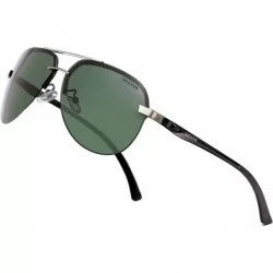 Aviator Polarized Aviator Sunglasses Men Women Half Frame Spring Hinges Sun Glasses - Dark Green Lens/Gun Frame - CO186HSOHHX...