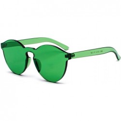 Rimless One Piece Rimless Sunglasses Transparent Colorful Tinted Eyewear - Green - CE18TRACELT $11.05