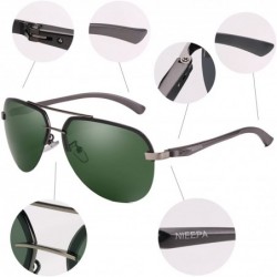 Aviator Polarized Aviator Sunglasses Men Women Half Frame Spring Hinges Sun Glasses - Dark Green Lens/Gun Frame - CO186HSOHHX...