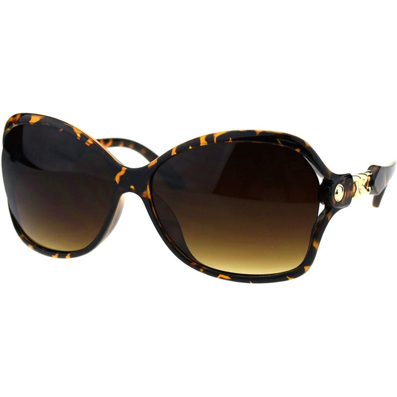 Butterfly Womens Designer Style Sunglasses Butterfly Frame Gold Chain Temple - Tortoise (Brown) - C418NRNYACR $9.78