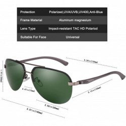 Aviator Polarized Aviator Sunglasses Men Women Half Frame Spring Hinges Sun Glasses - Dark Green Lens/Gun Frame - CO186HSOHHX...