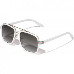 Square Three Color Line Side Modern Square Aviator Sunglasses - Smoke White - CP190ESEXZ4 $12.42