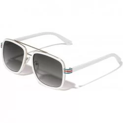 Square Three Color Line Side Modern Square Aviator Sunglasses - Smoke White - CP190ESEXZ4 $25.91
