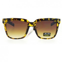 Square Unisex Square Frame Sunglasses Camo Design Metal Plate Temple UV 400 - Brown Tort (Brown) - CM186SRAC42 $12.03