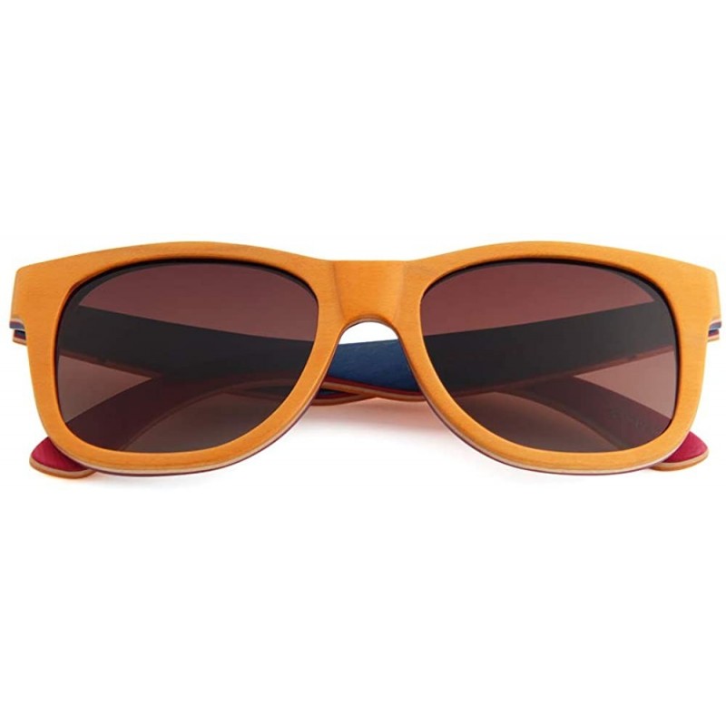 Oval Real Wood Polarized Sunglasses - Halfpipe Orange Wanderer With Gradient Brown Lenses - C6194937TEC $45.63