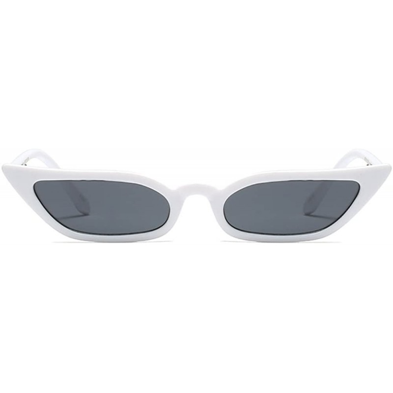 Square Vintage Retro Cateye Sunglasses for Women Narrow Skinny Small Cat Eye Glasses - White - C8180AQ42IR $8.95