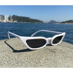 Square Vintage Retro Cateye Sunglasses for Women Narrow Skinny Small Cat Eye Glasses - White - C8180AQ42IR $8.95