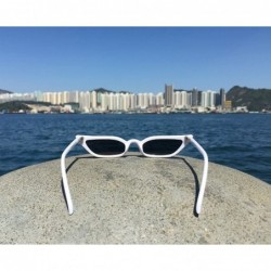 Square Vintage Retro Cateye Sunglasses for Women Narrow Skinny Small Cat Eye Glasses - White - C8180AQ42IR $8.95