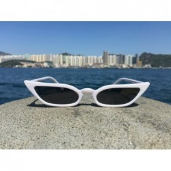 Square Vintage Retro Cateye Sunglasses for Women Narrow Skinny Small Cat Eye Glasses - White - C8180AQ42IR $8.95