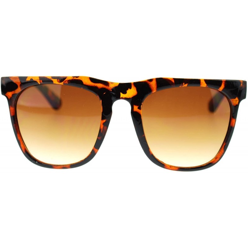 Rectangular Unisex Retro Vintage Style Horn Rim Thick Brow Rectangular Sunglasses - Red Tortoise - CM11OMSCYH5 $9.33