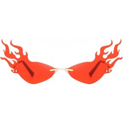 Rimless 2 Pieces Women Fire Flame Sunglasses Summer Sun Glasses Shades UV400 Eyewear - C7190DOSQTK $15.33