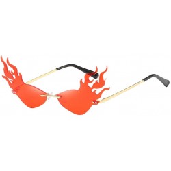 Rimless 2 Pieces Women Fire Flame Sunglasses Summer Sun Glasses Shades UV400 Eyewear - C7190DOSQTK $15.33