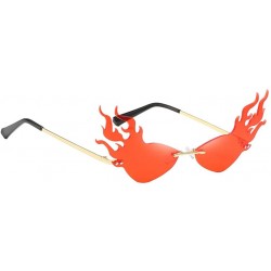 Rimless 2 Pieces Women Fire Flame Sunglasses Summer Sun Glasses Shades UV400 Eyewear - C7190DOSQTK $15.33