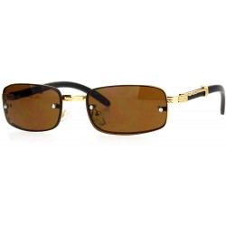 Rimless Rimless Look Rectangular Sunglasses Unisex Vintage Designer Fashion Shades - Gold Dark Brown - CO1884A59HM $13.05