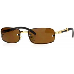 Rimless Rimless Look Rectangular Sunglasses Unisex Vintage Designer Fashion Shades - Gold Dark Brown - CO1884A59HM $20.24