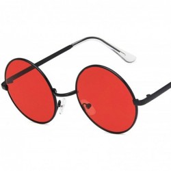 Oval Fashion Vintage Metal Round Sunglasses Women Luxury Color Coated Glasses Retro Oculos De Sol - Blue - CD199CHS58T $24.67
