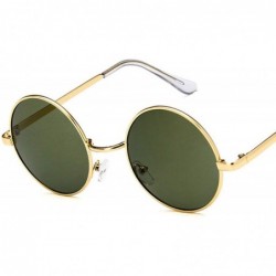 Oval Fashion Vintage Metal Round Sunglasses Women Luxury Color Coated Glasses Retro Oculos De Sol - Blue - CD199CHS58T $24.67