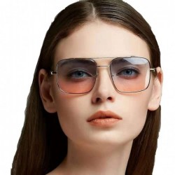 Oversized Rectangle Metal Sunglasses for Women Men Nonpolarized UV Protection MLSGD005 - Pink - C018WGXX8QL $17.58