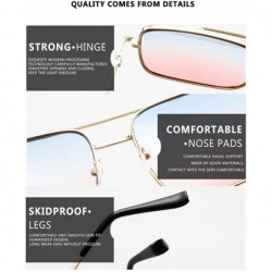Oversized Rectangle Metal Sunglasses for Women Men Nonpolarized UV Protection MLSGD005 - Pink - C018WGXX8QL $9.95