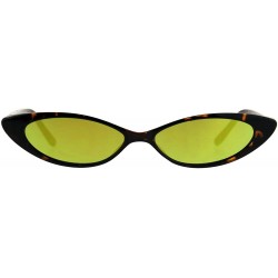 Oval Skinny Flat Sunglasses Womens Retro Oval Wide Frame Mirror Lens UV 400 - Tortoise (Yellow Mirror) - CU18EOLRDX3 $9.54