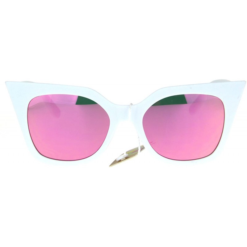Butterfly Womens Sunglasses Square Cateye Butterfly Fashion Eyewear UV 400 - White (Pink Mirror) - CC186NYRZHY $10.09