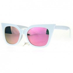 Butterfly Womens Sunglasses Square Cateye Butterfly Fashion Eyewear UV 400 - White (Pink Mirror) - CC186NYRZHY $10.09