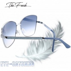 Aviator Classic Crystal Elegant Women Beauty Design Sunglasses Gift Box - L171-silver - C718M0T749C $15.00