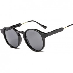 Aviator Male Classic Round Sunglasses Men Retro Grey Frame Women Brand Design Gold Alloy Leg Unisex UV400 - Grey-grey - CS198...