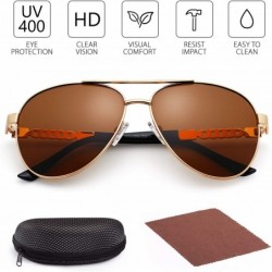 Oversized Polarized Aviator Sunglasses Protection Lightweight - Polarized Brown Lens / Exquisite Temple - CY17YS6GKSI $12.13