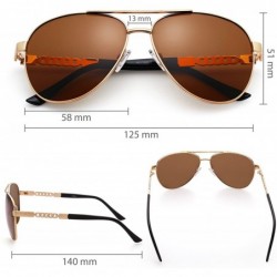 Oversized Polarized Aviator Sunglasses Protection Lightweight - Polarized Brown Lens / Exquisite Temple - CY17YS6GKSI $12.13