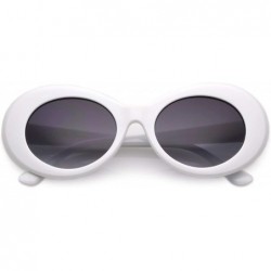 Oval Retro White Tapered Arms Neutral Colored Gradient Lens Oval Sunglasses 50mm - White / Lavender - C7183N4RGA8 $19.09